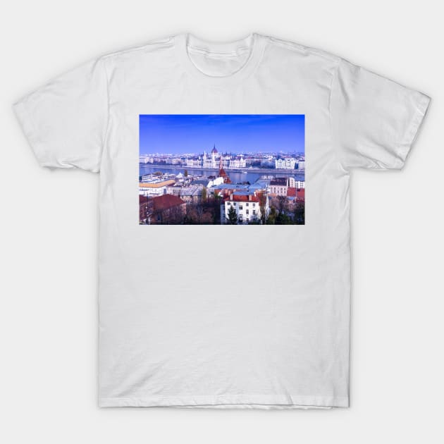 Hungarian Parliament from the Buda Side of Budapest T-Shirt by dianecmcac